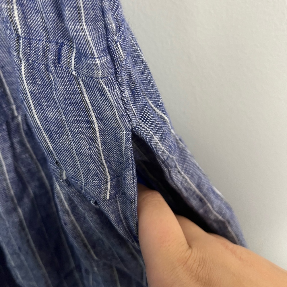 J. crew Hyacinth dress in striped linen blue white midi size large - Picture 5 of 8